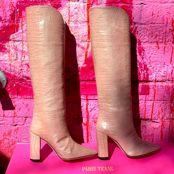 Paris Texas Shoes - Paris, Texas Iridescent Croco Heeled Knee Boots